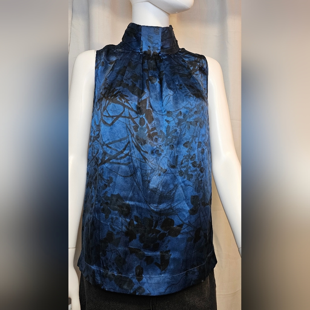 Kenar Blue and Black Floral Women's Blouse